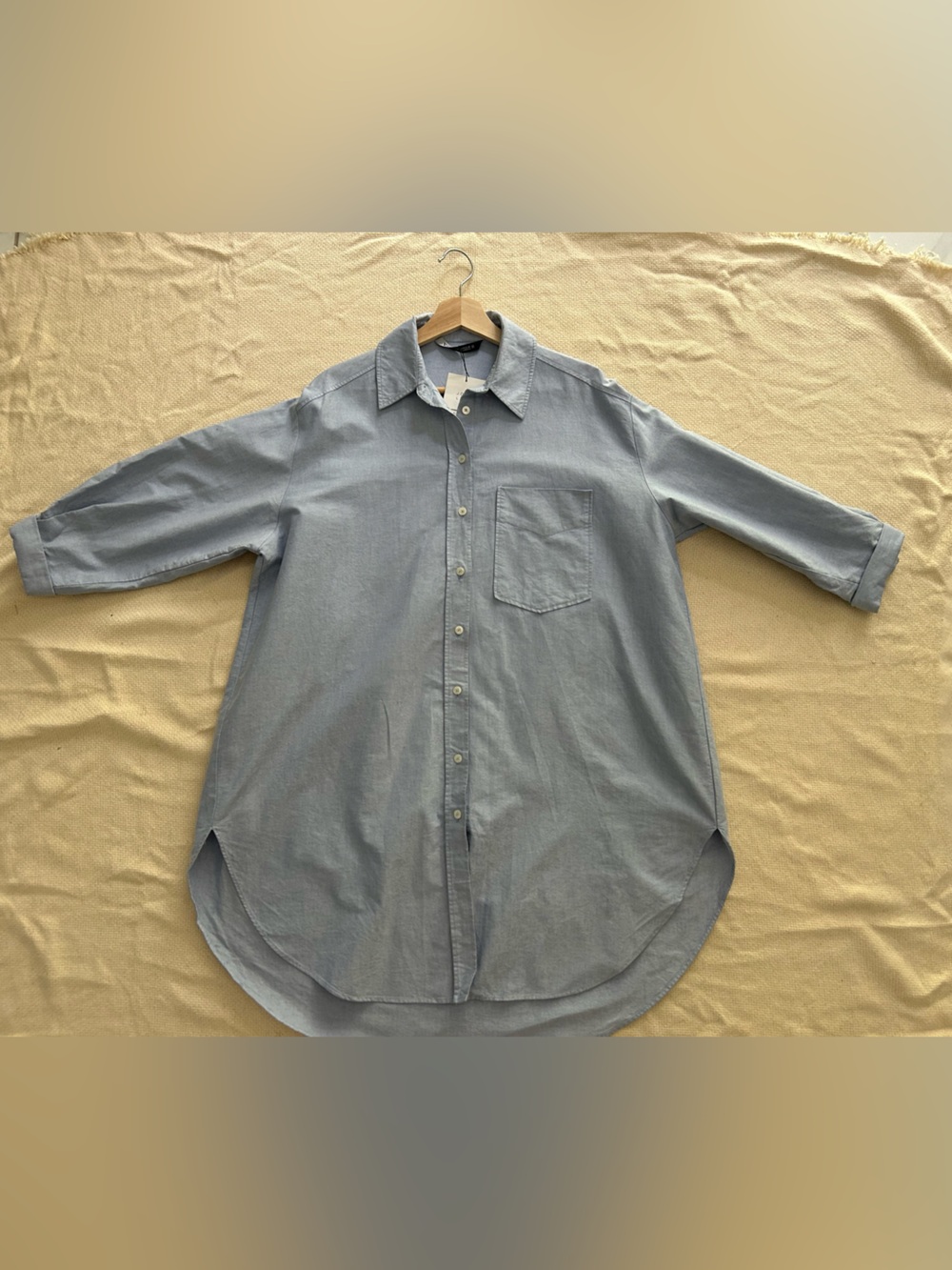 ZARA Blue Cotton Poplin Oversized Shirt Dress